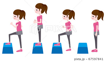 踏み台昇降する女性 踏み台昇降する女性 67597841