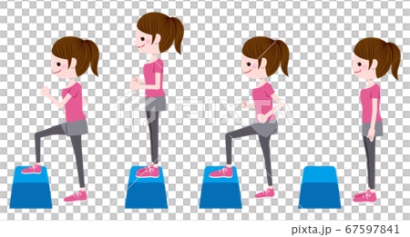 踏み台昇降する女性 踏み台昇降する女性 67597841