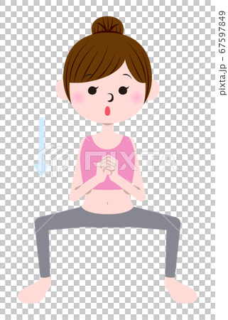 スクワットする女性 67597849