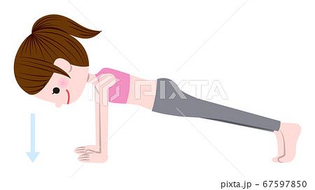 腕立て伏せをする女性 67597850