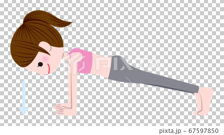 腕立て伏せをする女性 67597850