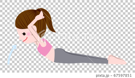 背筋をする女性 背筋をする女性 67597851