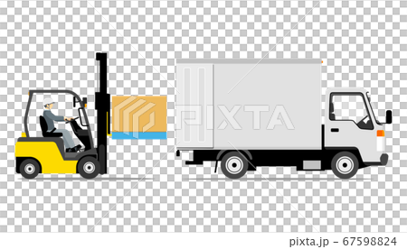 Forklift loading a truck (sideways) Forklift loading a truck (sideways) 67598824