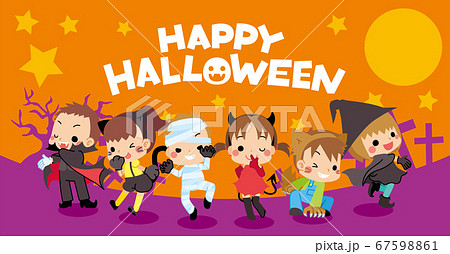 【HAPPY HALLOWEEN】ハロウィンを楽しむ子どもたち1200x628サイズ対応バナー 67598861