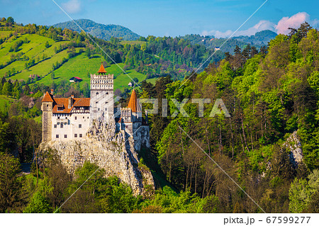 Amazing medieval castel on the cliffs in Bran, Transylvania, Romania Amazing medieval castel on the cliffs in Bran, Transylvania, Romania 67599277