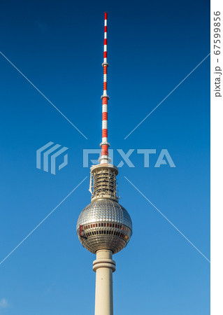 Berlin TV tower against blue sky, Germany 67599856