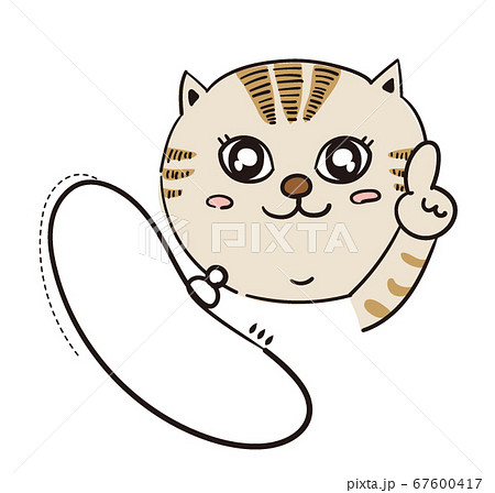 ミリペンとマーカーで描いたような指差しポーズの猫のイラストのイラスト素材
