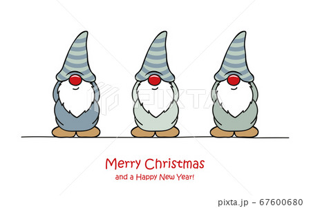 merry christmas greeting card with cute funny dwarf 67600680