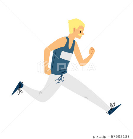Running man member of competition marathon flat vector illustration isolated. 67602183