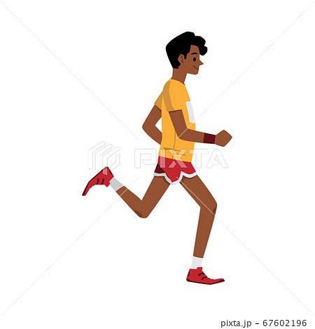 Side view of cartoon runner jogging in summer... - Stock Illustration  [67602196] - PIXTA