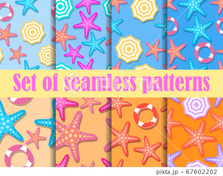 Beach seamless pattern set, top view. Beach Beach seamless pattern set, top view. Beach 67602202