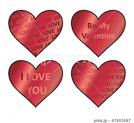 Heart holograms sticker set. Vector element, sign, icon, symbol for st Valentine s day. Red hearts stickers 67602687