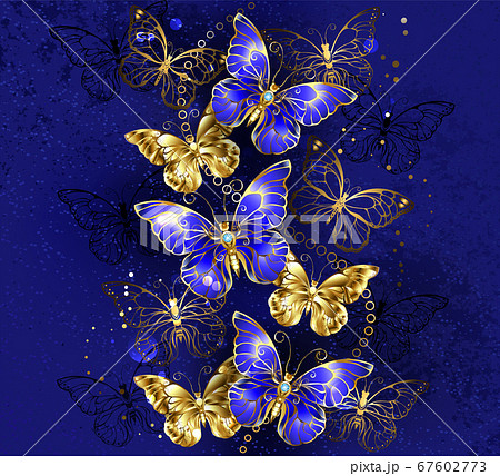 Composition with sapphire butterflies 67602773