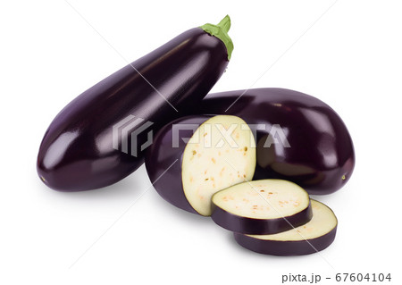 Eggplant or aubergine isolated on white background with clipping path and full depth of field 67604104