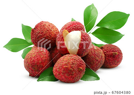 Lychee, litchi fruits isolated on white background  67604380