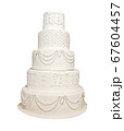 Five tire white wedding cake isolated on white 67604457