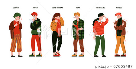 People with flu virus pr cold symptoms - medical poster 67605497