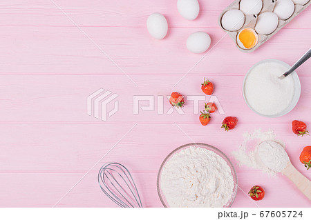 Top view of baking ingredients for making Top view of baking ingredients for making 67605724