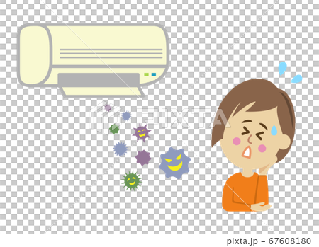 エアコンからのバイキンに悩む女性イラストイメージ エアコンからのバイキンに悩む女性イラストイメージ 67608180