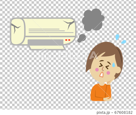 エアコンの故障に悩む女性イラストイメージ 67608182
