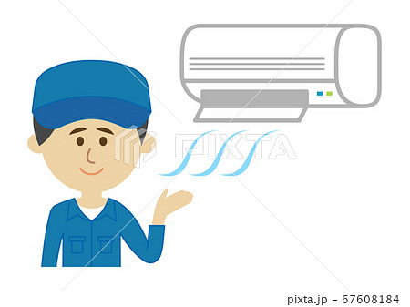 エアコンと作業員のイラストイメージ 67608184