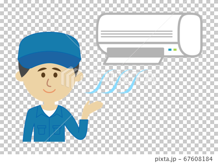 エアコンと作業員のイラストイメージ 67608184
