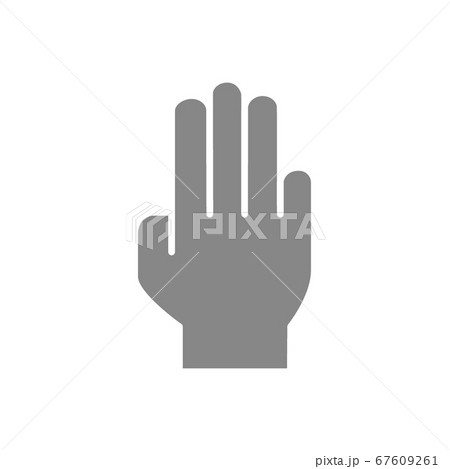 Human hand gray icon. Open palm gesture symbol 67609261