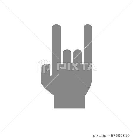 Goat gesture gray icon. Protection against evil, rock and heavy metal symbol Goat gesture gray icon. Protection against evil, rock and heavy metal symbol 67609310