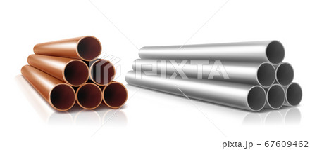 Pipes stack, straight steel or copper cylinders 67609462