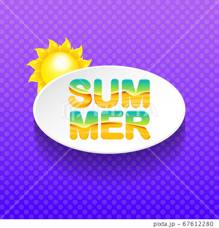 vector special offer summer label design template . Summer sale banner or badge with sun and text on summer violet background 67612280
