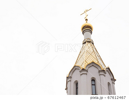 Beautiful design elements in a church, golden vaults and white walls, background Beautiful design elements in a church, golden vaults and white walls, background 67612467
