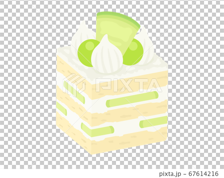 メロンのショートケーキのイラストのイラスト素材