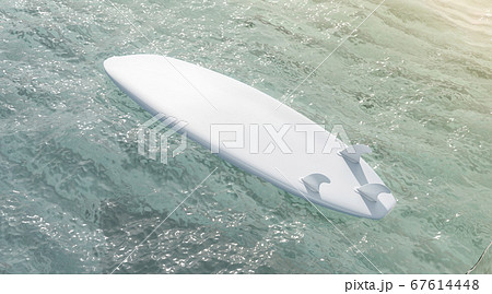 Blank White Surfboard With Fins On Water のイラスト素材