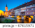 Historic city center of Erfurt with famous Kramerbrucke bridge at twilight, Germany 67615971