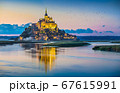 Mont Saint-Michel in twilight at dusk, Normandy, France 67615991