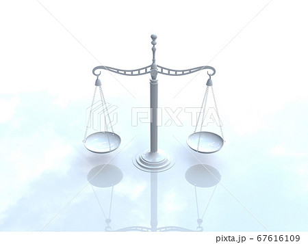 白い司法イメージ　天秤　3DCGイラスト 67616109