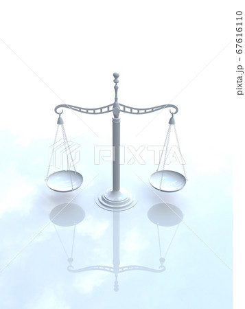 白い司法イメージ　天秤　3DCGイラスト 67616110