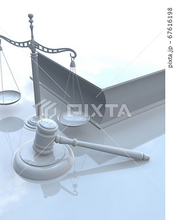 白い司法イメージ 小槌(ガベル) 天秤 六法全書 3DCGイラスト 白い司法イメージ 小槌(ガベル) 天秤 六法全書 3DCGイラスト 67616198