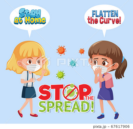 Girls wearing with stop spreading virus sign Girls wearing with stop spreading virus sign 67617906
