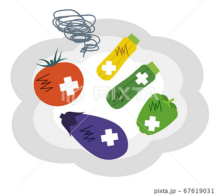 傷んだ夏野菜のイラスト素材