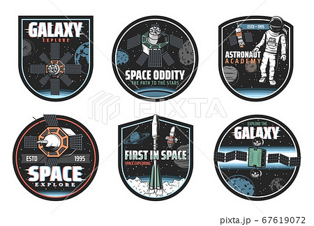 Space and galaxy icons of spaceships and astronaut Space and galaxy icons of spaceships and astronaut 67619072