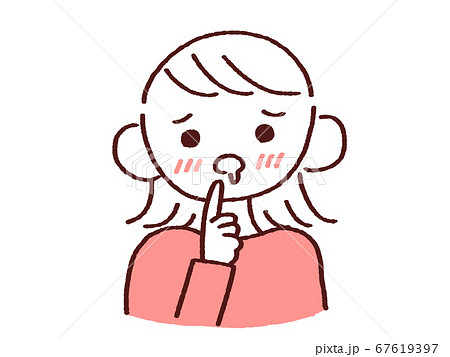 指をくわえる若い女性のイラスト素材