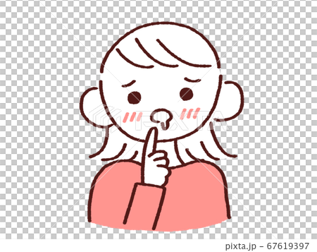 Young woman holding a finger Young woman holding a finger 67619397