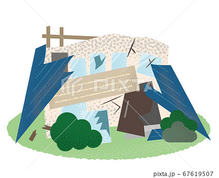 火災に遭った住宅のベクターイラスト 67619507
