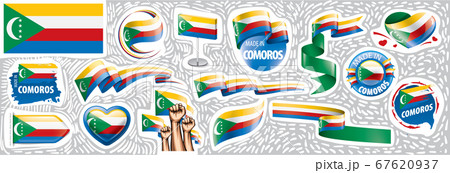 Vector set of the national flag of Comoros in various creative designs 67620937