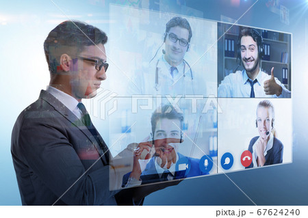 Concept of remote video conferencing during pandemic 67624240