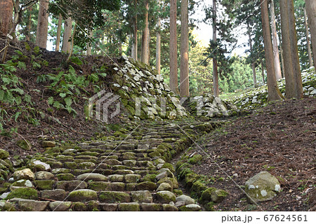 七尾城跡 大手道石段と調度丸虎口 七尾城跡 大手道石段と調度丸虎口 67624561