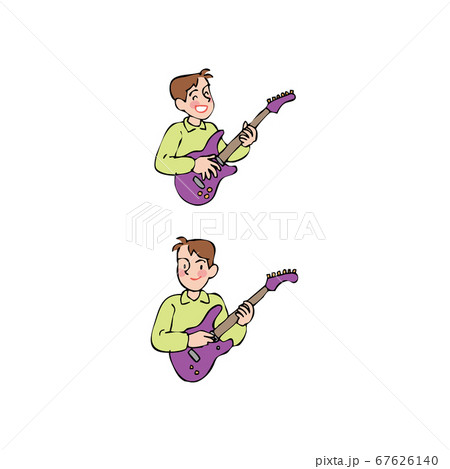 ギターを持つ少年のイラスト素材