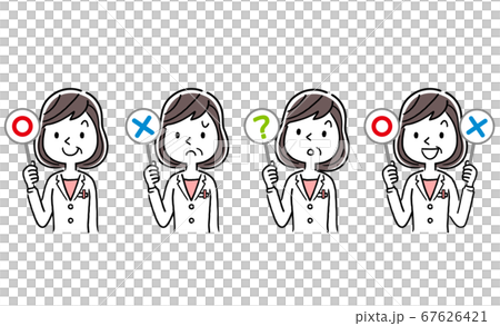 Vector material: middle-aged female doctor answering questions, set Vector material: middle-aged female doctor answering questions, set 67626421