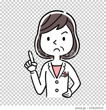 ベクター素材 真剣な顔で注意を述べる中年女性医師のイラスト素材